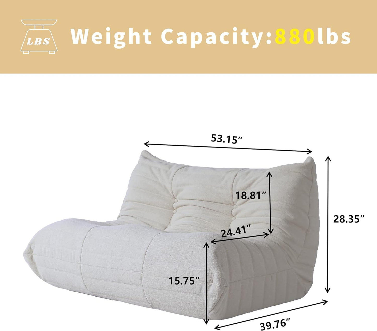 Muku Bouclé Chair - White - 2 Seater - Nuvé
