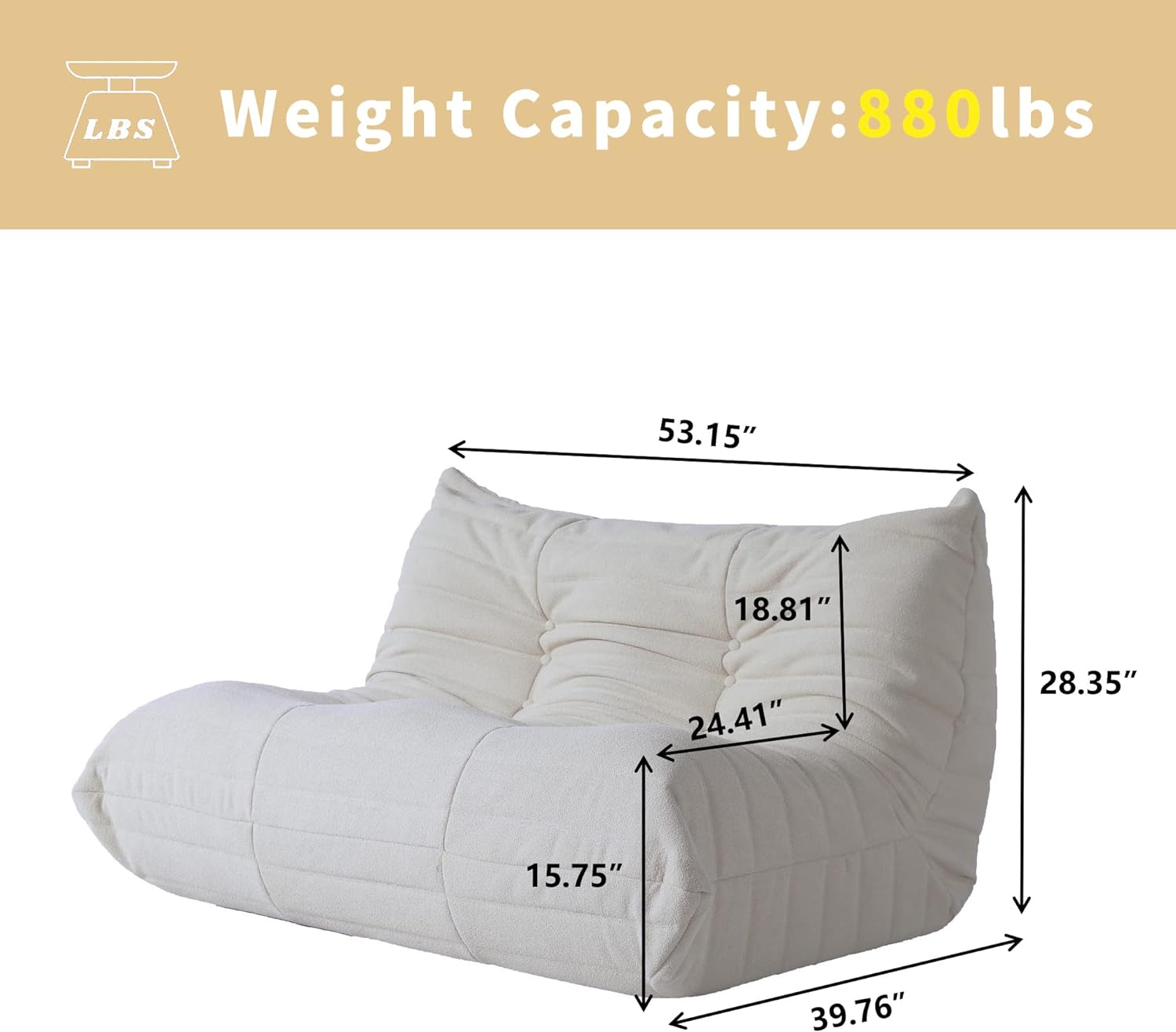 Muku Bouclé Chair - White - 2 Seater - Nuvé