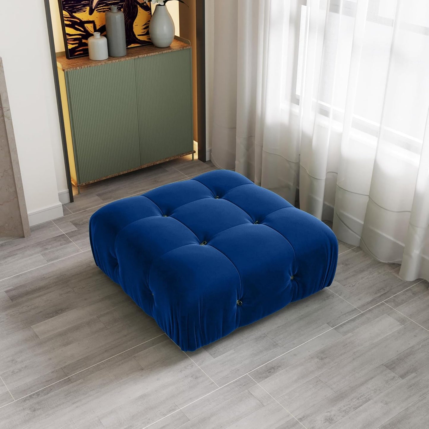 Nuvé® Takumi Velvet Modular Bouclé Cloud Sofa - Blue - Ottoman - Nuvé
