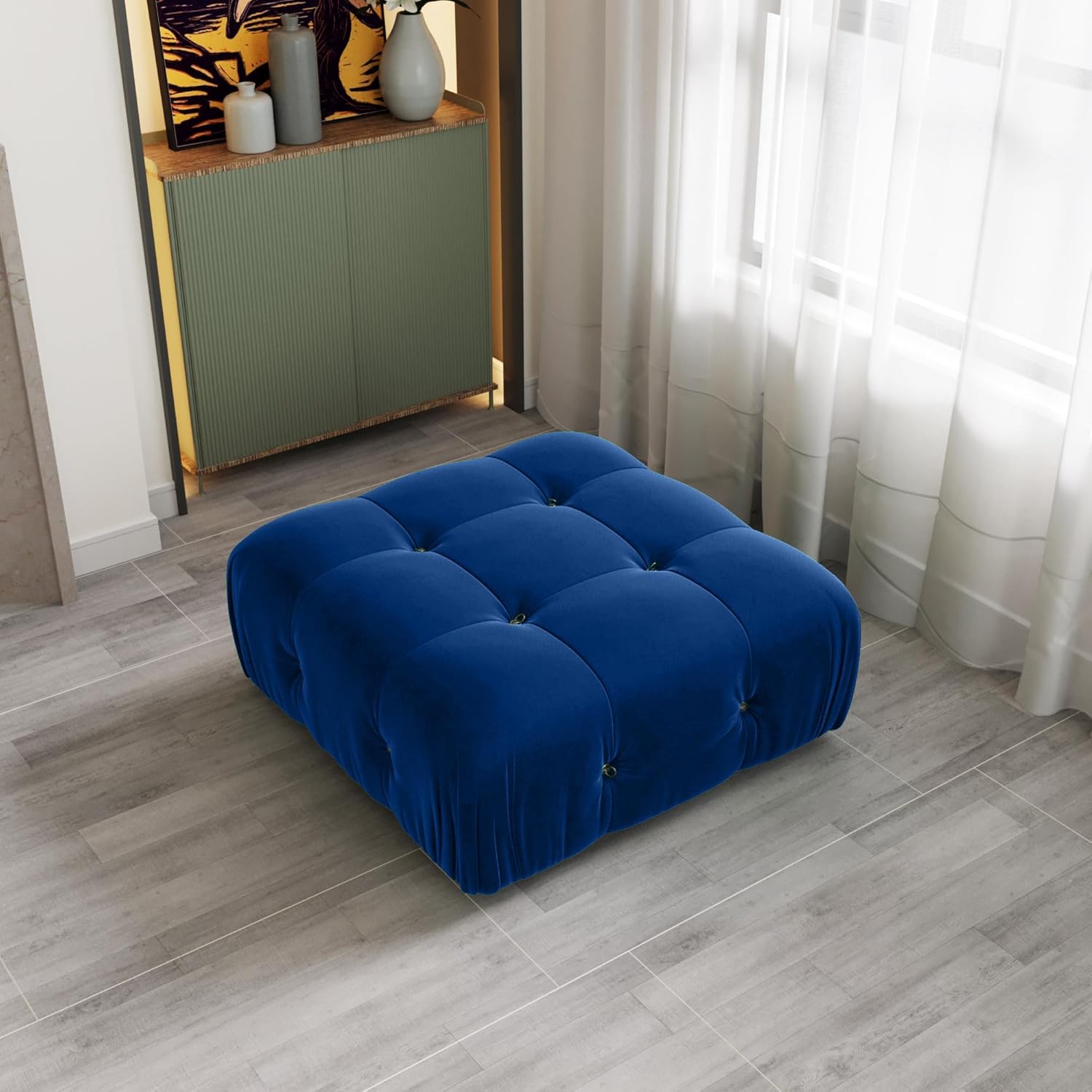 Nuvé® Takumi Velvet Modular Bouclé Cloud Sofa - Blue - Ottoman - Nuvé