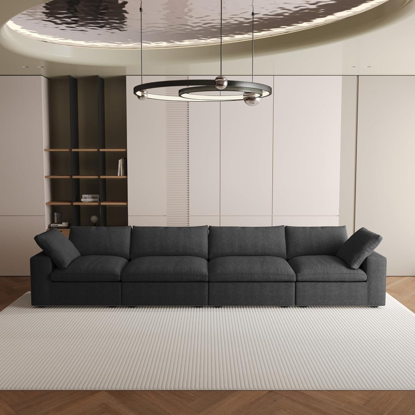 Nuvé® Solace Modular Bouclé Cloud Sofa - Obsidian Black - 4-Seater Sofa - Nuvé
