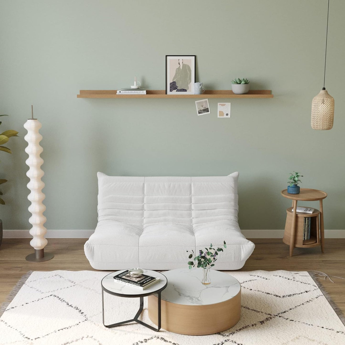 Muku Bouclé Chair - White - 2 Seater - Nuvé