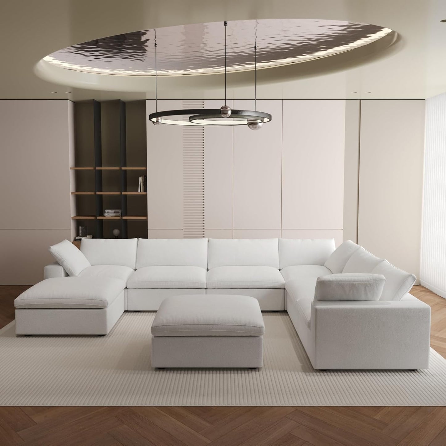 Nuvé® Solace Modular Bouclé Cloud Sofa - Snow White - 7-Seater Corner Chaise - Nuvé
