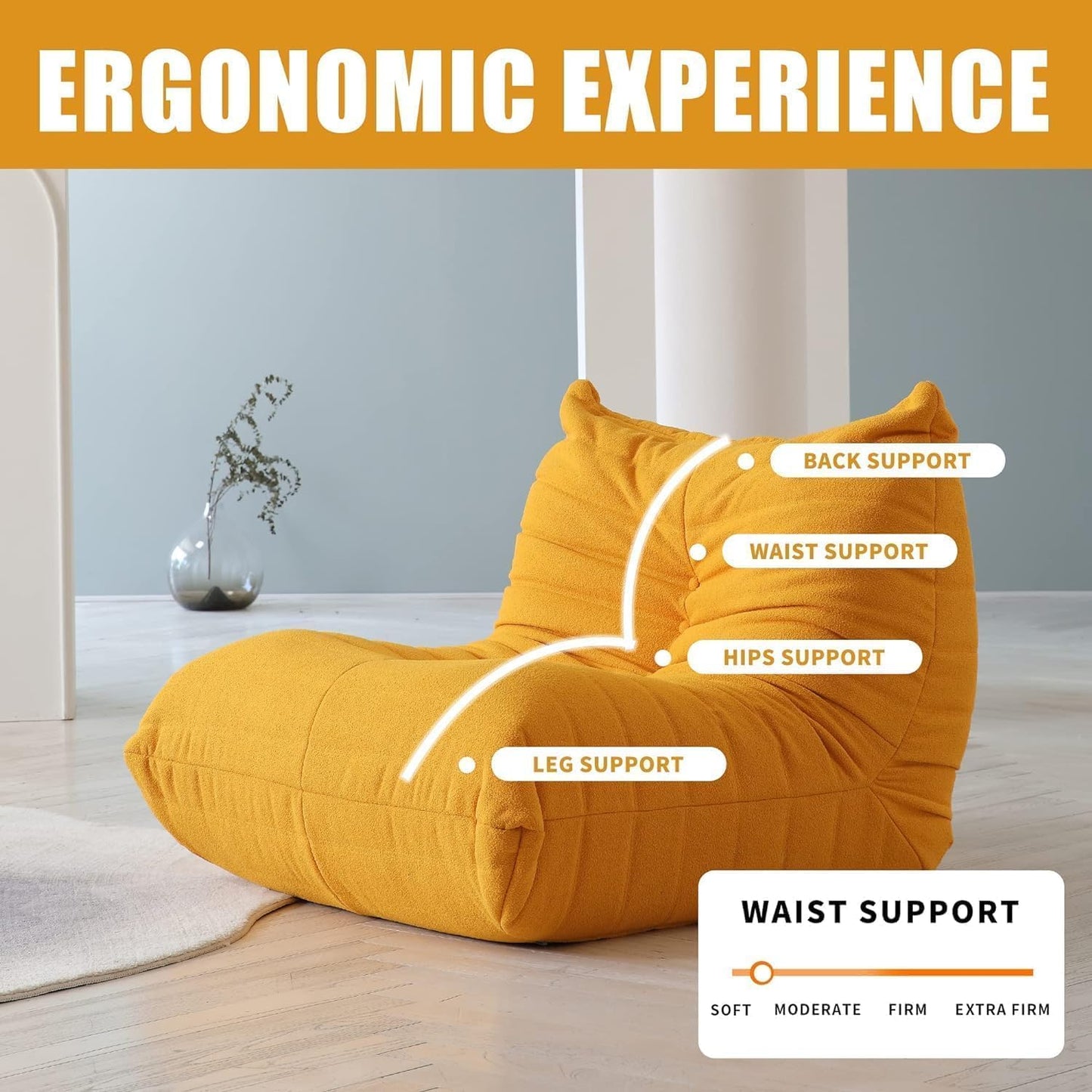 Muku Bouclé Chair - Yellow - 3 Seater - Nuvé