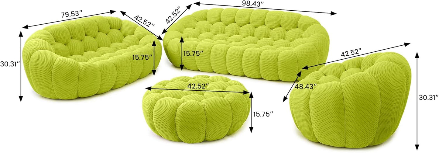 Nuvé® Mitsu Modular Bouclé Cloud Sofa - Lime Green - 1 + 2 + 3 Seater and Ottoman - Nuvé