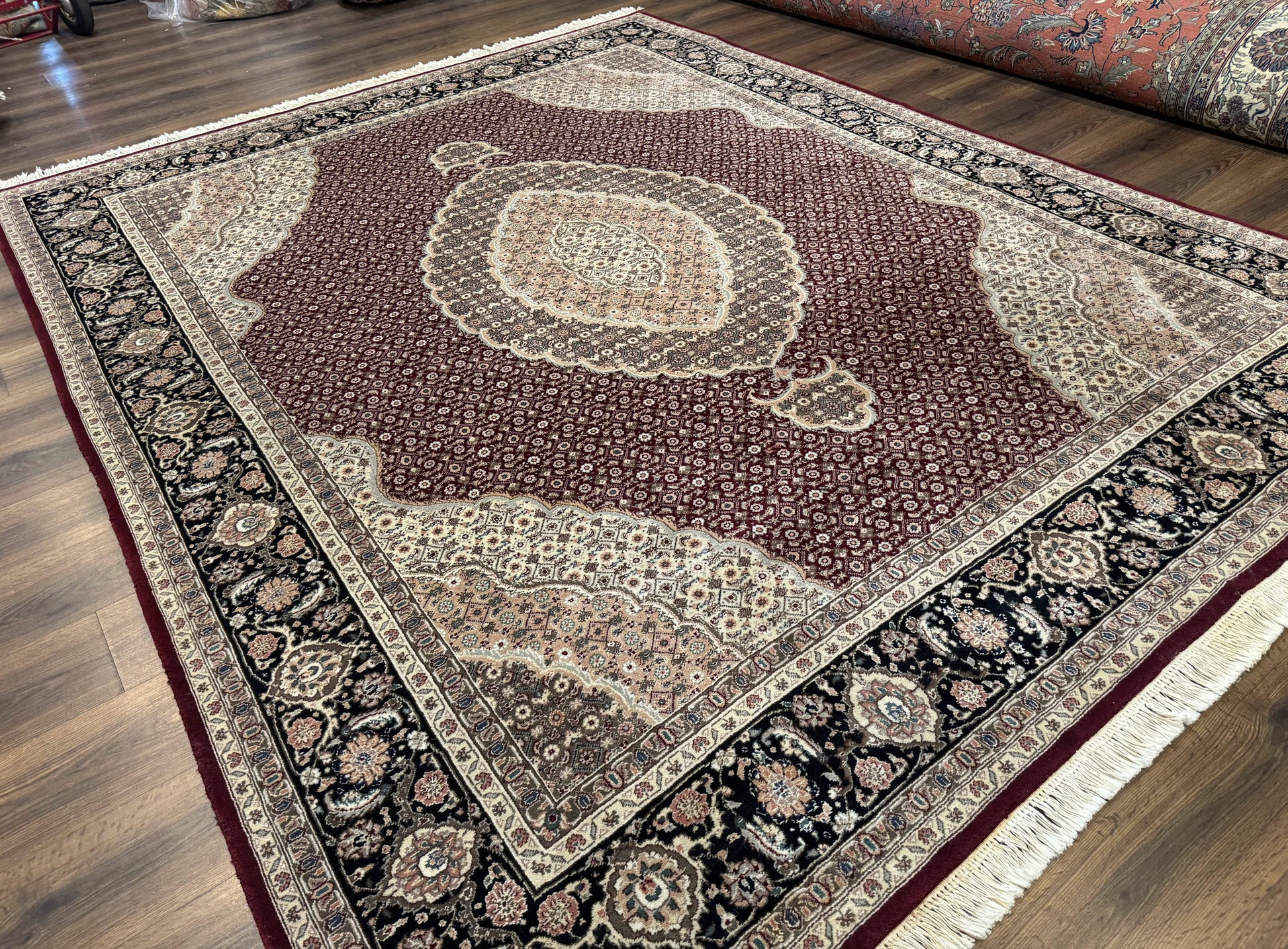 Sino Persian Rug 8x10, Herati, Elegant Oriental Carpet, Dark Maroon - Nuvé