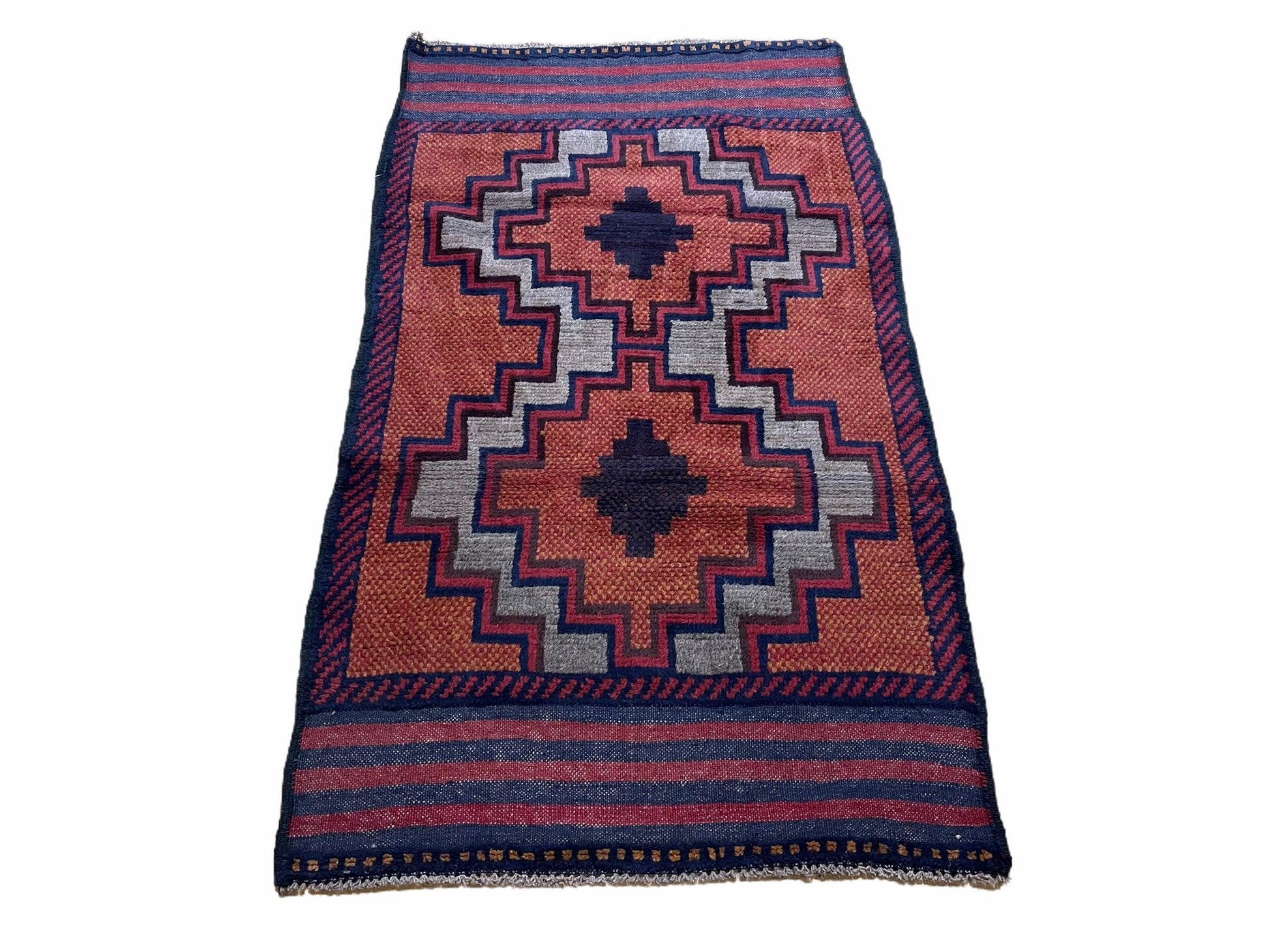 3X5 Vintage Handmade Tribal Wool Rug Balouchi Rug Afghan Rug Red 2' 8" X 4' 8" - Nuvé