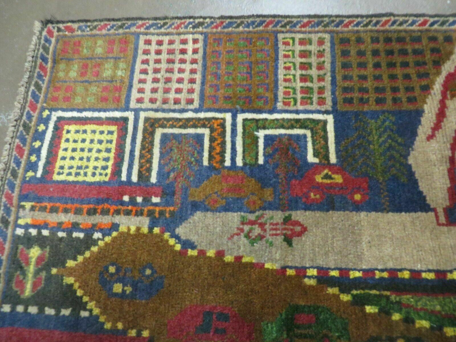 3' X 5' New Vintage Handmade Afghan Balouch Tribal Wool Pictorial Rug # 303 - Nuvé