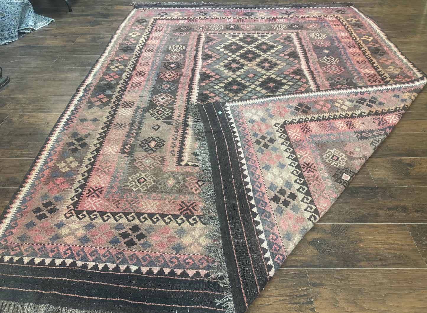 Persian Kurdish Kilim Rug 8x10, Large Flatweave Tribal Bohemian Rug, Vintage Zarand Kilim - Nuvé