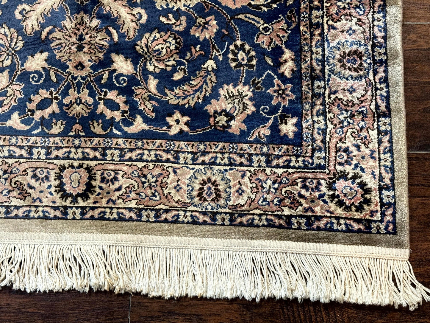 Vintage Art Silk Rug 3x4, Traditional Oriental Persian Design Rug, Belgium Power Loomed Rug, Navy Blue - Nuvé