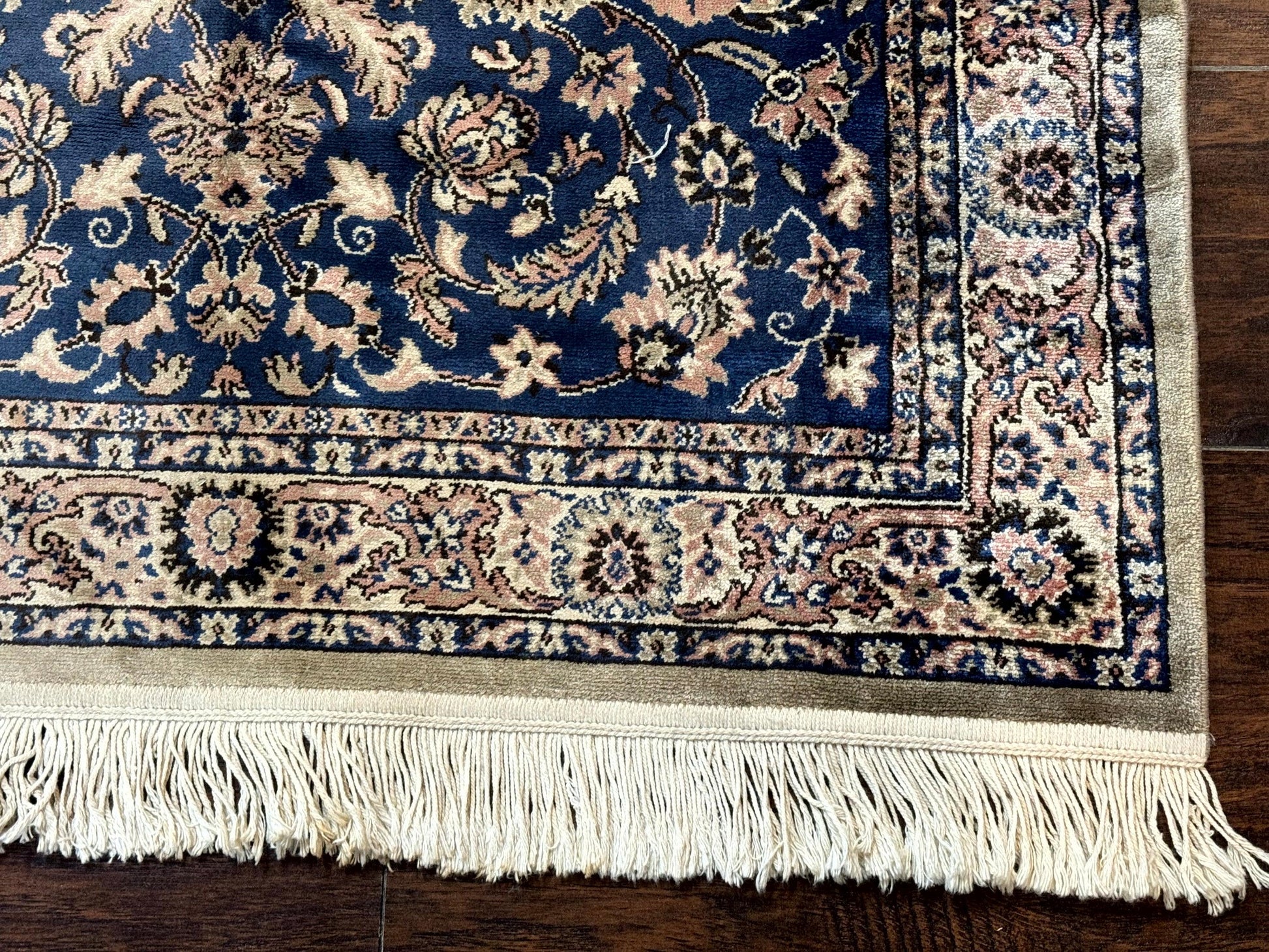 Vintage Art Silk Rug 3x4, Traditional Oriental Persian Design Rug, Belgium Power Loomed Rug, Navy Blue - Nuvé