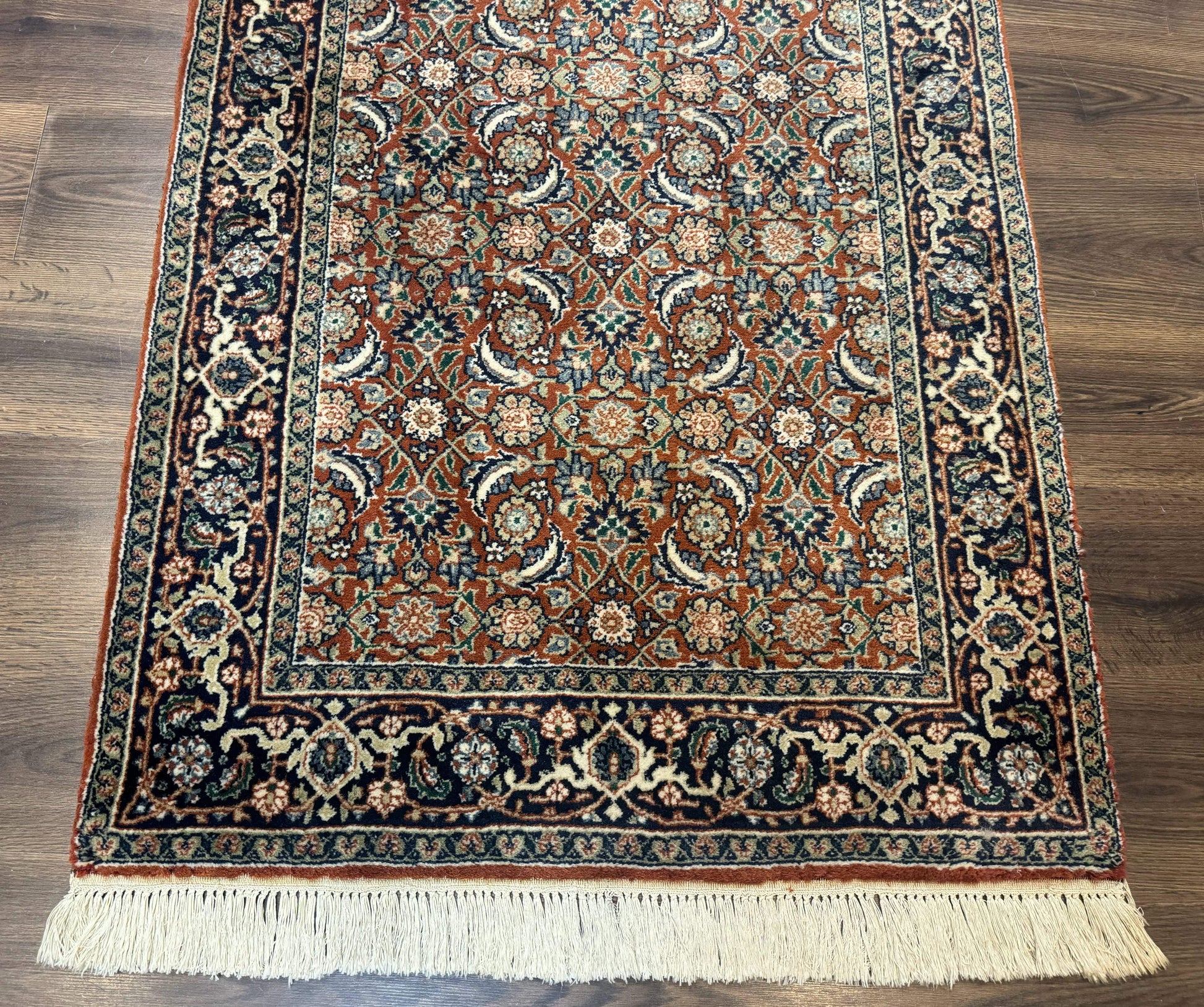 Indo Persian Bijar Rug 3x5, Red and Navy Blue, Allover Pattern, Fine Hand Knotted Wool Carpet - Nuvé