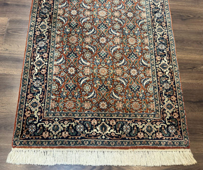 Indo Persian Bijar Rug 3x5, Red and Navy Blue, Allover Pattern, Fine Hand Knotted Wool Carpet - Nuvé
