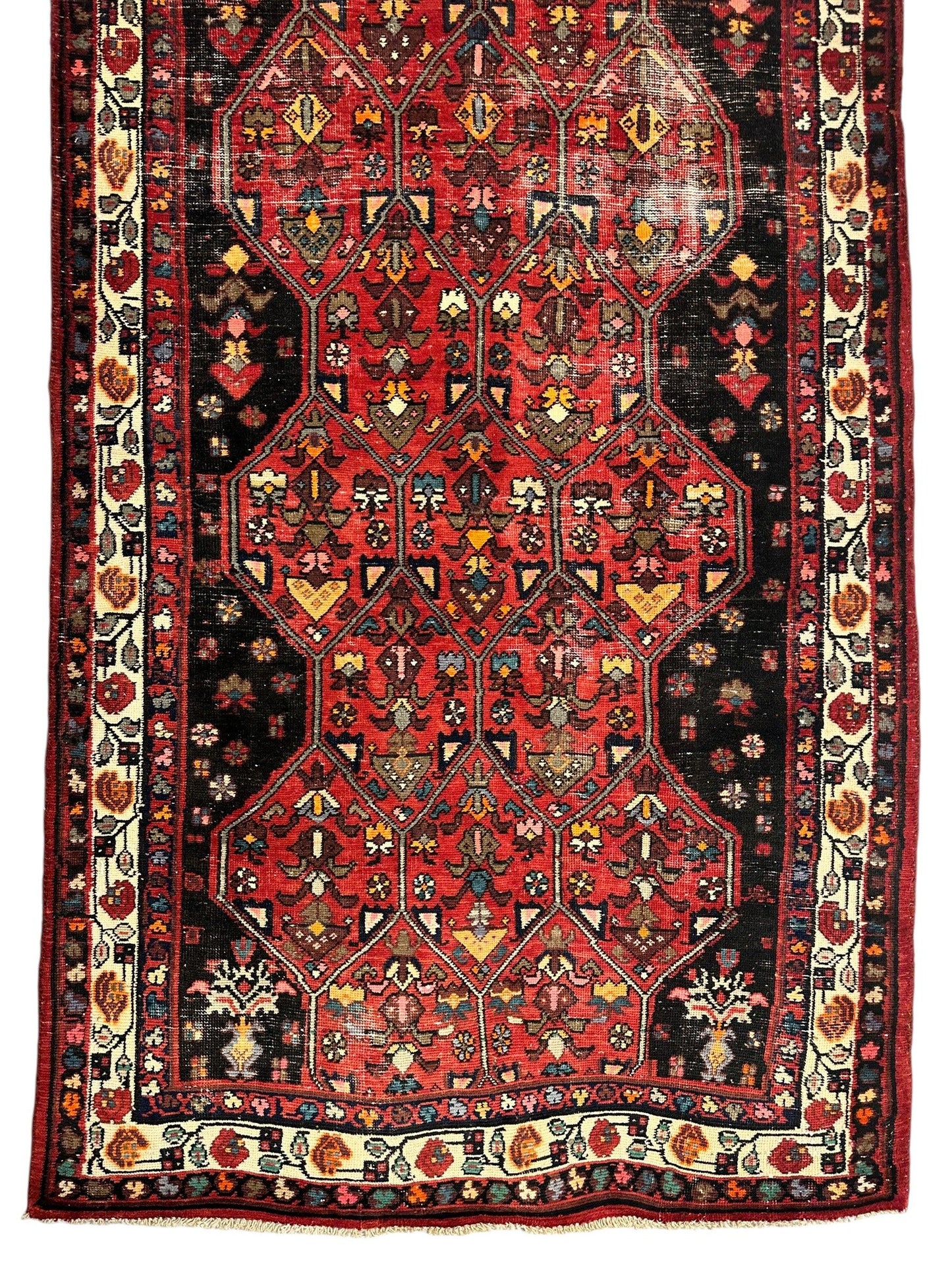 Vintage Persian Hosseinabad Runner Rug - 4’2” x 10’5” - Handwoven Wool, Circa 1950s - Nuvé