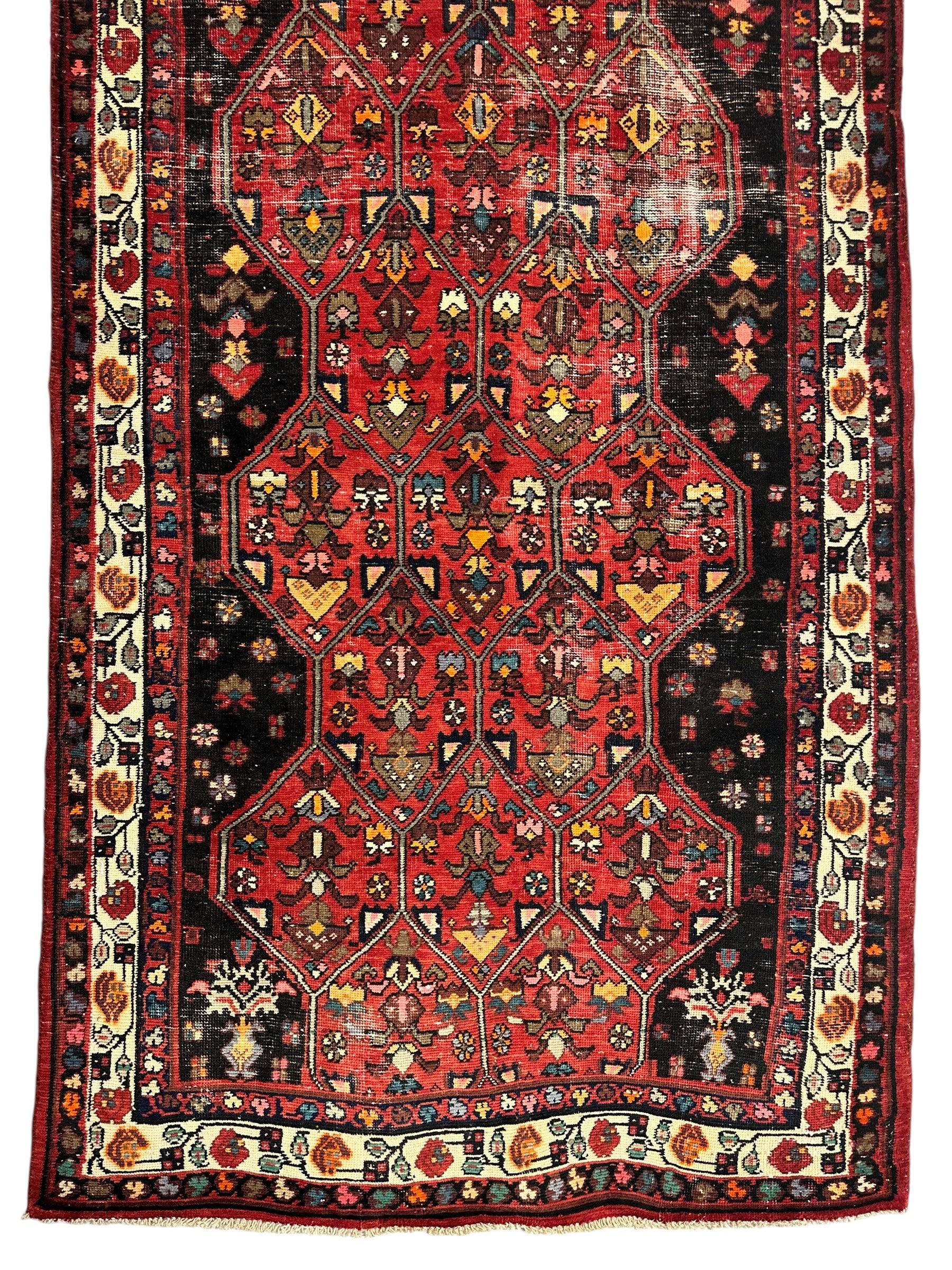 Vintage Persian Hosseinabad Runner Rug - 4’2” x 10’5” - Handwoven Wool, Circa 1950s - Nuvé
