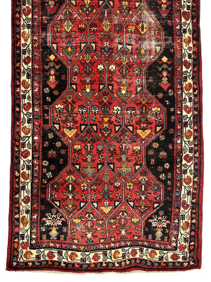 Vintage Persian Hosseinabad Runner Rug - 4’2” x 10’5” - Handwoven Wool, Circa 1950s - Nuvé