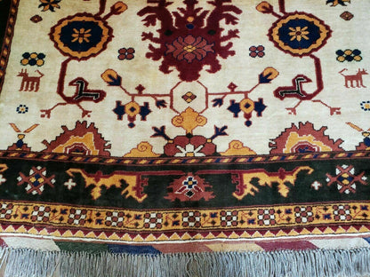 5' X 6' Vintage Handmade Knotted Turkish Kazak Pattern Wool Rug Bohemian Boho Interior Design - Nuvé