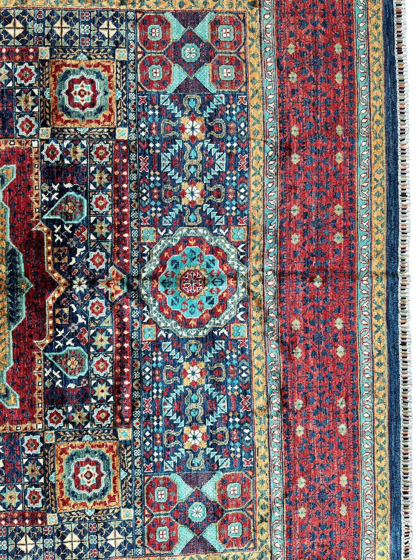 Hand-Knotted Mamluk Wool Rug – 8'4" x 9'9" – Intricate Geometric Masterpiece - Nuvé