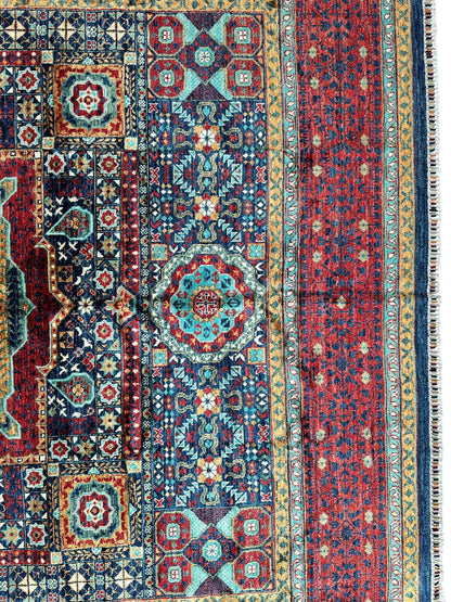 Hand-Knotted Mamluk Wool Rug – 8'4" x 9'9" – Intricate Geometric Masterpiece - Nuvé