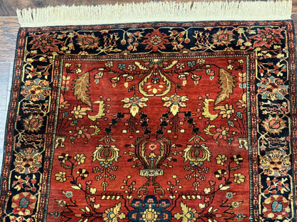 Antique Persian Farahan Sarouk Rug 3.6 x 5, Red, Floral, Traditional Rug, Fine 210 KPSI - Nuvé