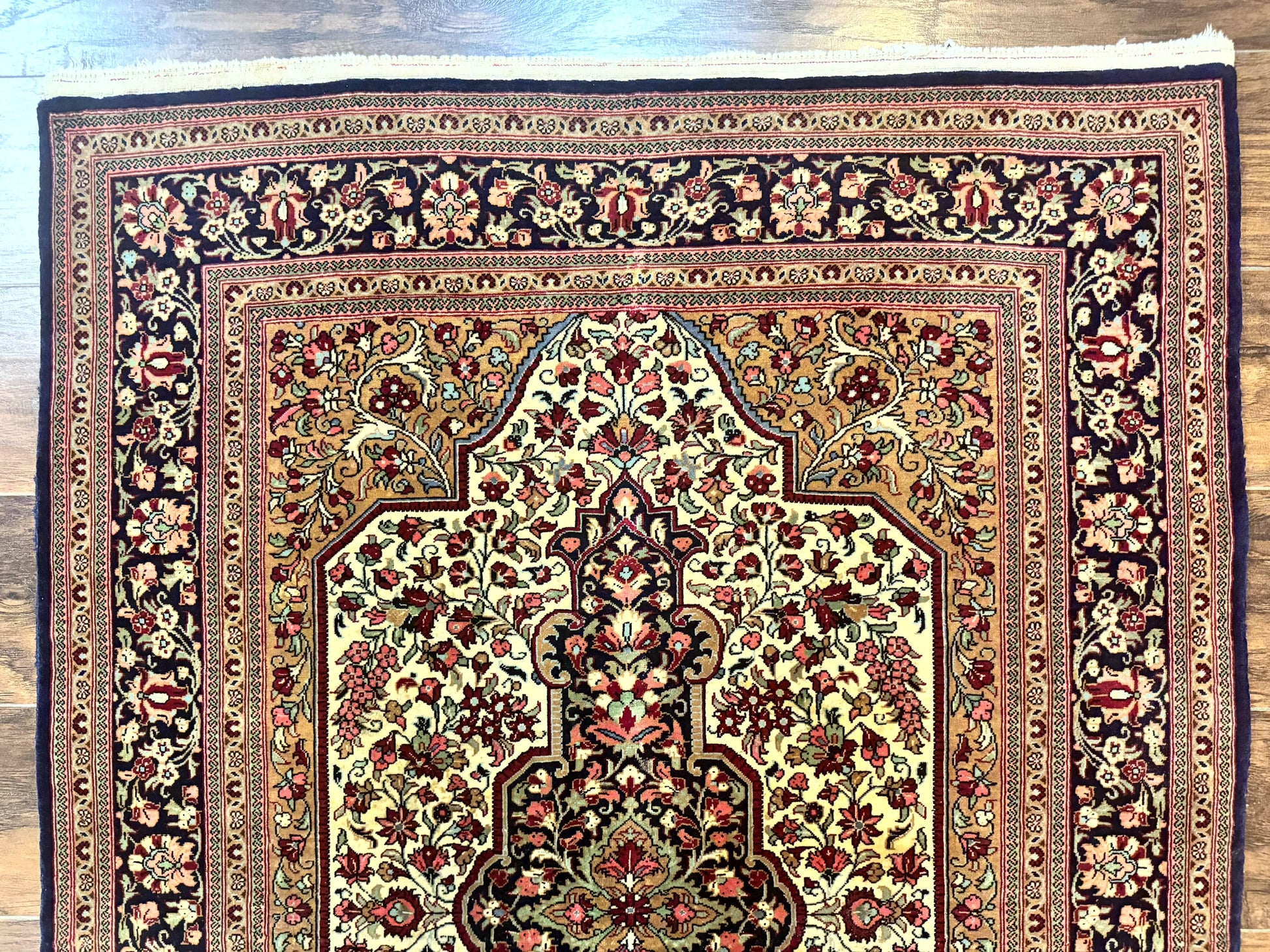 Persian Qum Rug 3.6 x 5, Kork Wool, Very Finely Hand Knotted 325 KPSI, Rare, Semi Antique - Nuvé