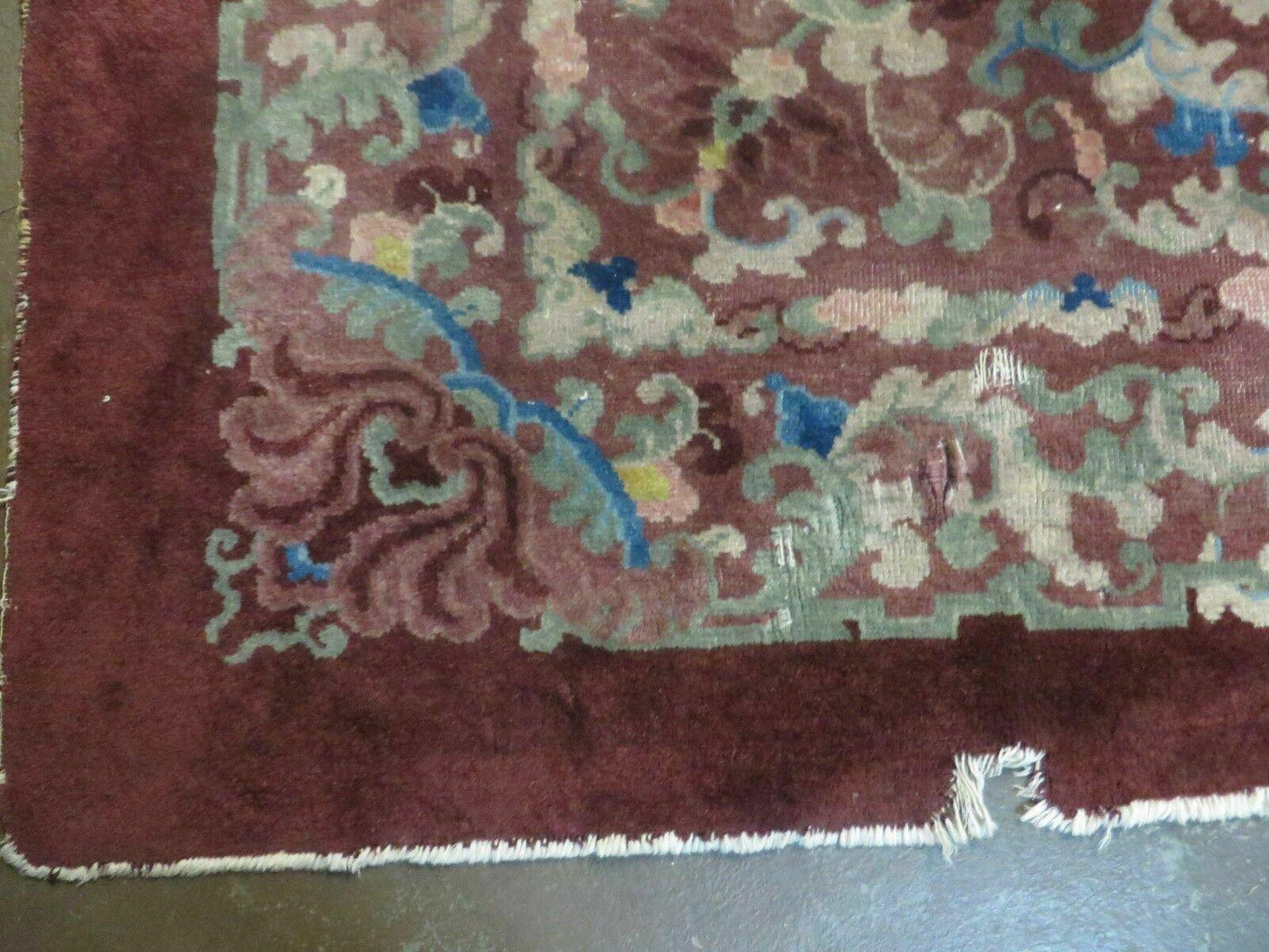 8' X 10' Vintage Handmade Chinese Art Deco Peking Nichols Wool Rug Flowers Nice - Nuvé