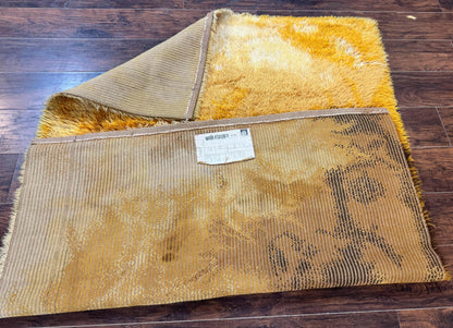 Rya Shag Rug 4.6 x 6, Shades of Yellow, Mid Century Vintage Carpet - Nuvé