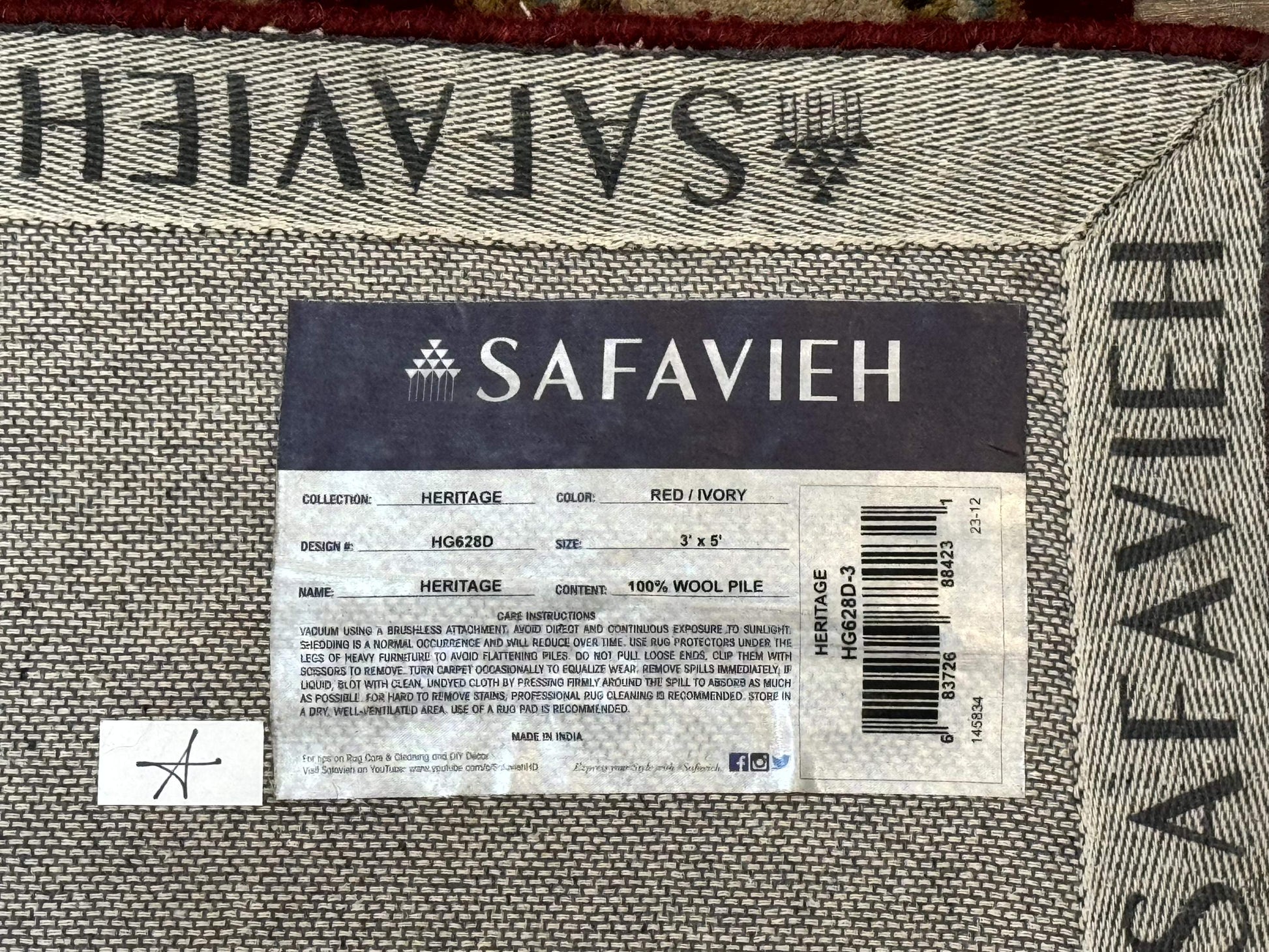 Small Floral Wool Rug 3x5, Safavieh Heritage Collection, Dark Red, Pair B - Nuvé