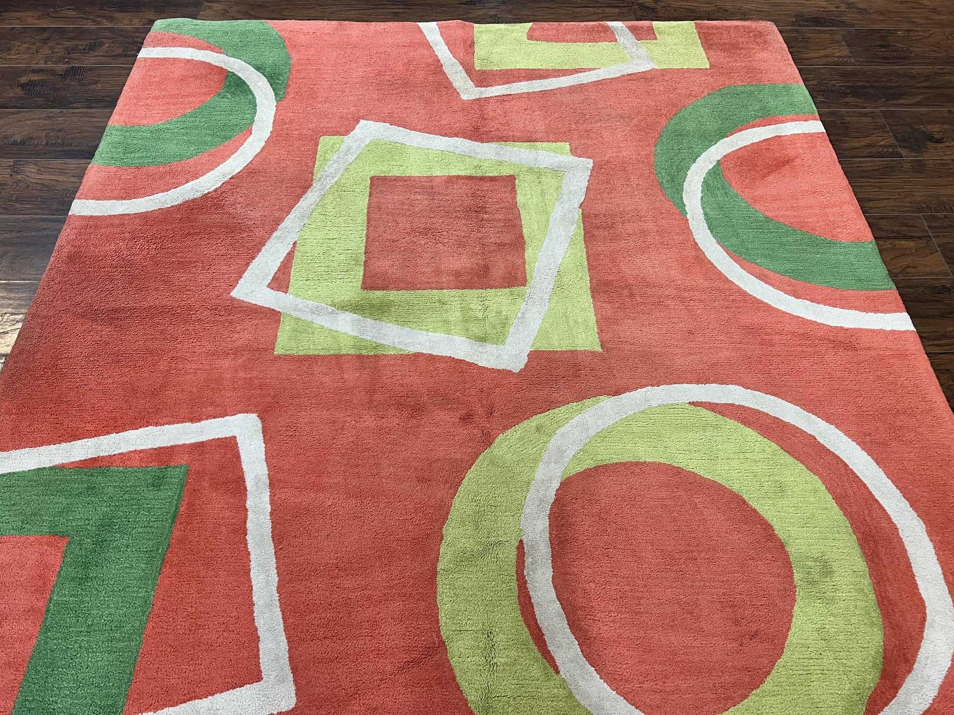 Abstract Rug 6x9, Modern Contemporary Rug, Red-Orange Green - Nuvé