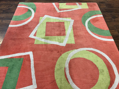 Abstract Rug 6x9, Modern Contemporary Rug, Red-Orange Green - Nuvé