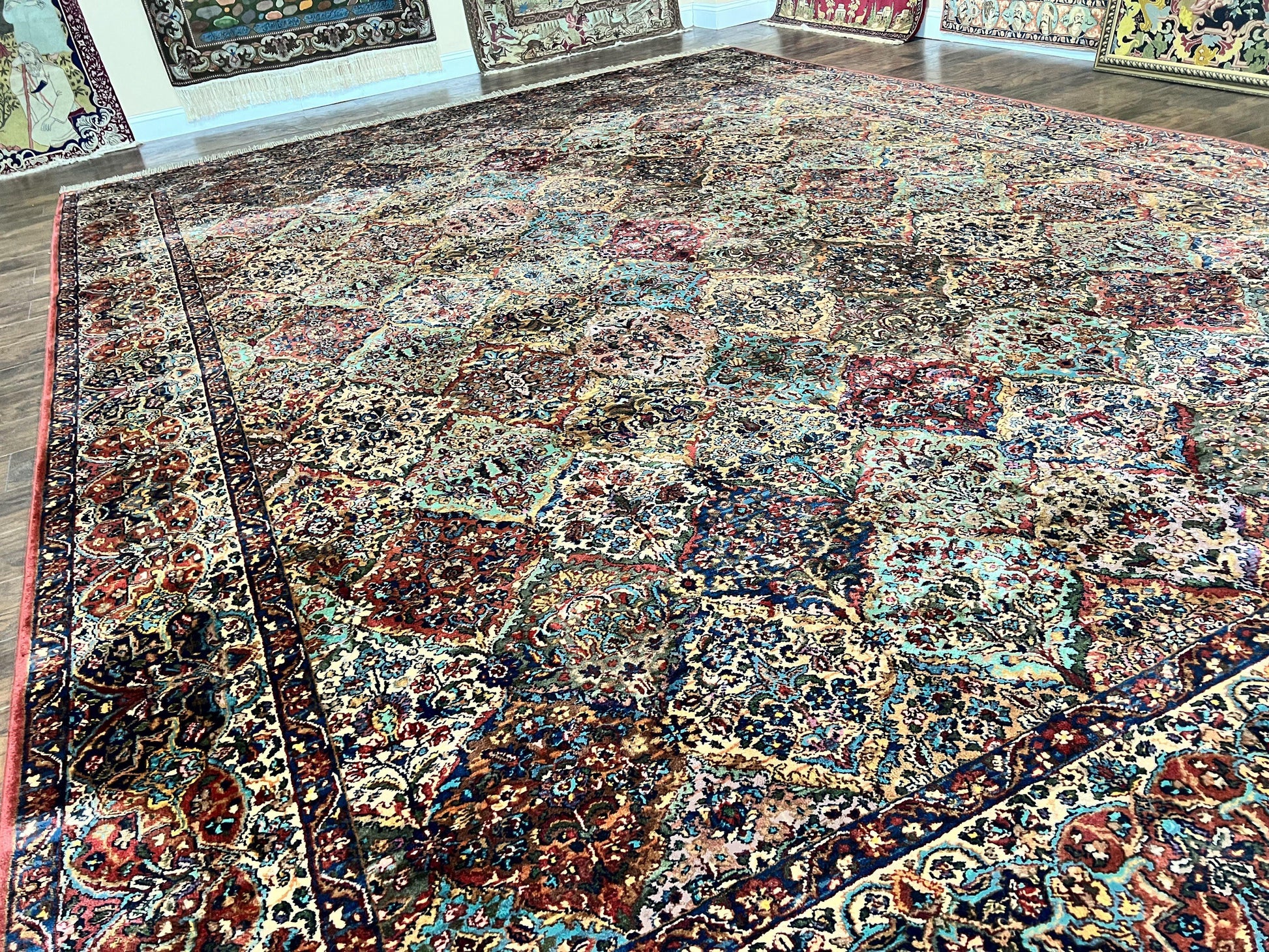 Karastan Multicolor Panel Kirman Rug #717, Wool Karastan Rug 12 x 16, Extra Large Karastan Area Rug, Original Karastan Collection 700 Series - Nuvé