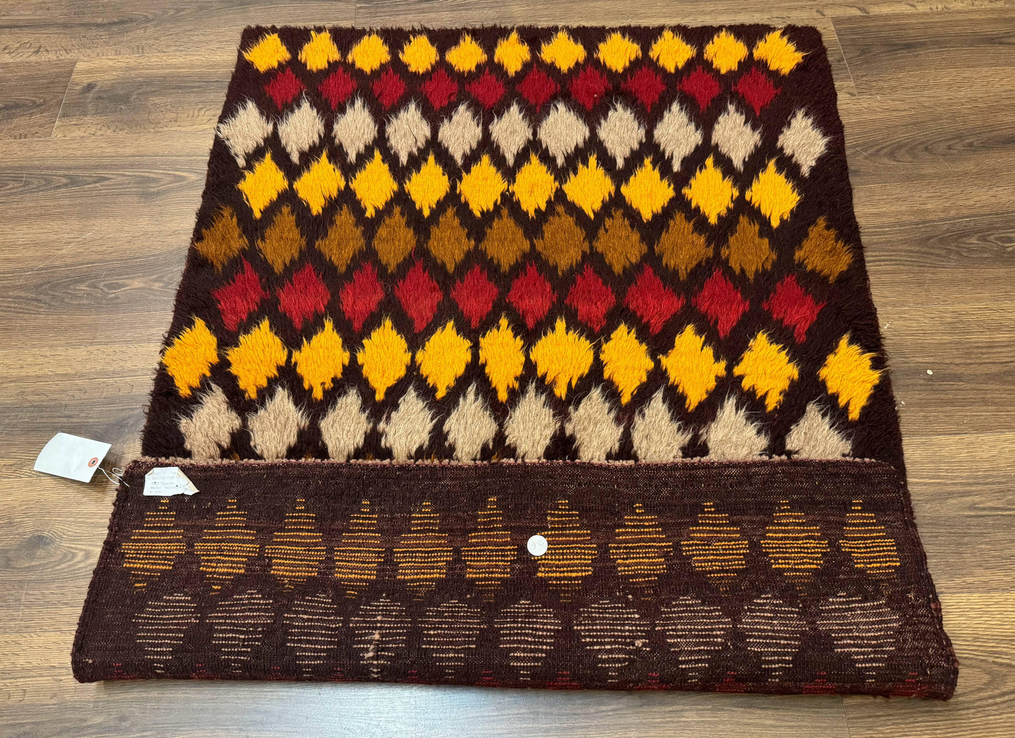 Shaggy Balouch Rug 3x4, Tribal Rug, Afghan Rug, Brown, Multicolor - Nuvé
