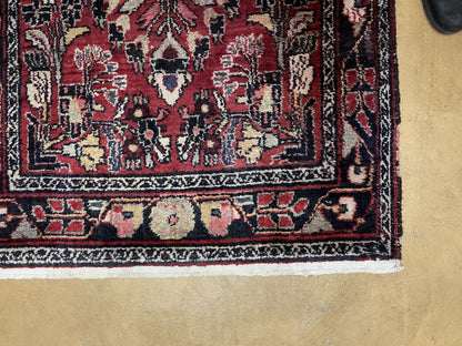 3' 4" X 9' Antique Handmade Wool Rug Runner Floral Organic Dyes Red Nice - Nuvé