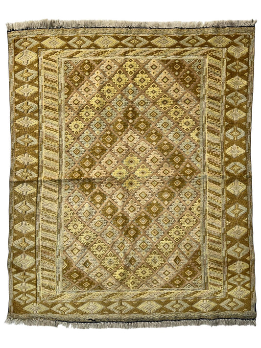 Hand-Knotted Afghani Nakhunak Wool Rug - 4' x 4'11" - Nuvé