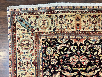 Indo Persian Rug 5x15, Wide Runner Rug 5 x 15 ft, Wool Hand Knotted Vintage Carpet, Black & Cream, Floral Allover Long Oriental Rug - Nuvé