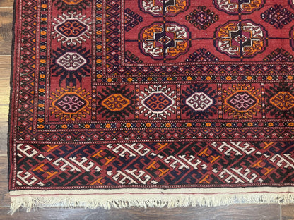 Antique Persian Turkoman Bokhara Rug 7x11, Tribal Rug, Red - Nuvé