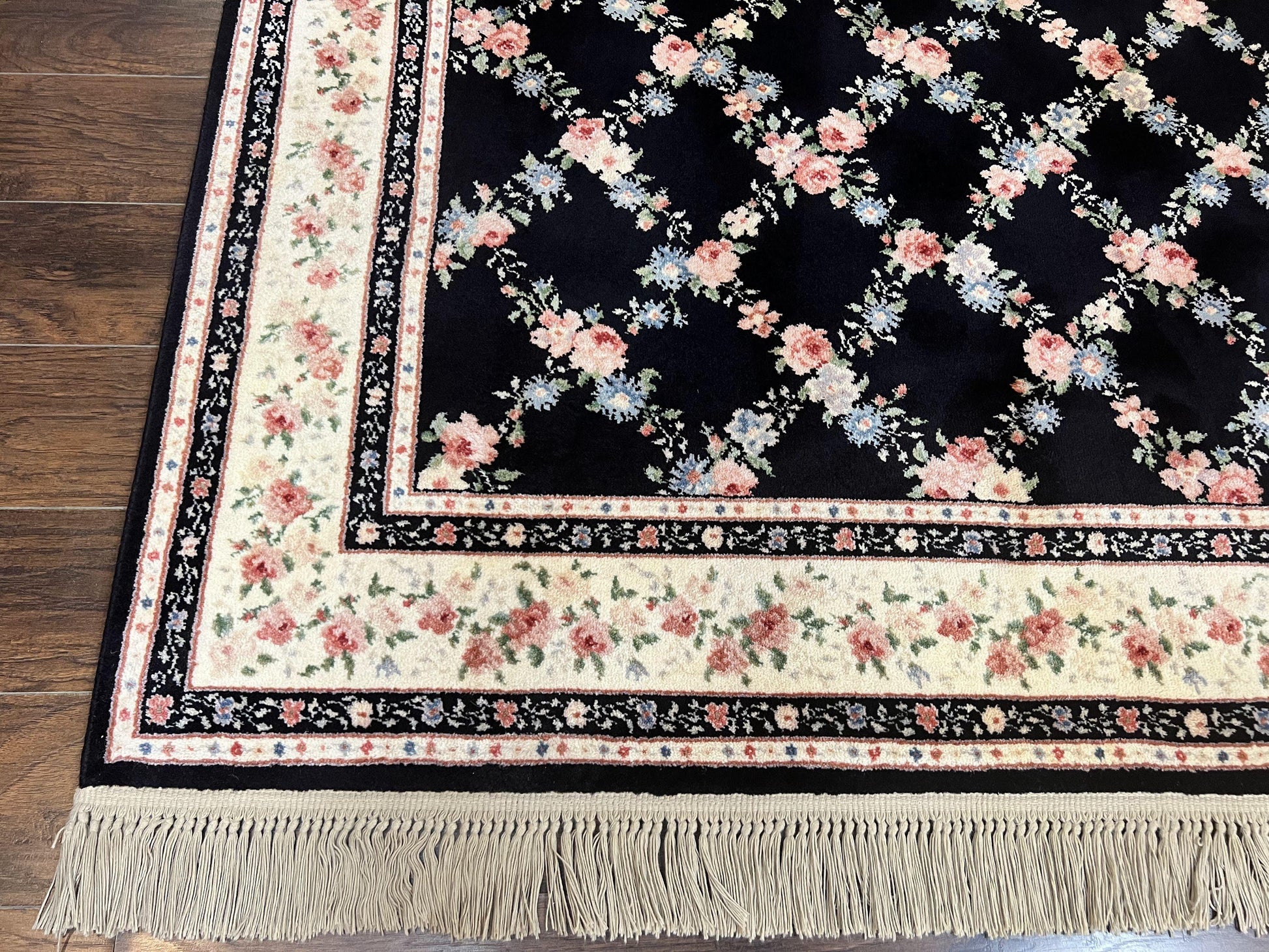 Karastan Rug 8.8 x 12, Garden of Eden #509/1270, Ebony Trellis, Vintage Discontinued Wool Pile Karastan Carpet - Nuvé