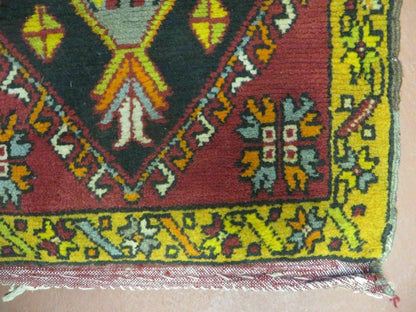 19" X 42" Antique Handmade Turkish Colorful Oushak Oshak Yastik Wool Rug Mat