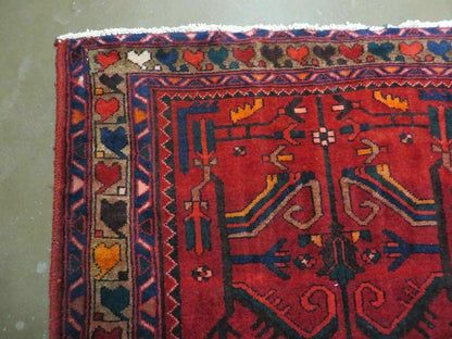 Antique Persian Hamadan Runner 3.4 x 9.7 -  Wool, Red and Navy Blue - Nuvé