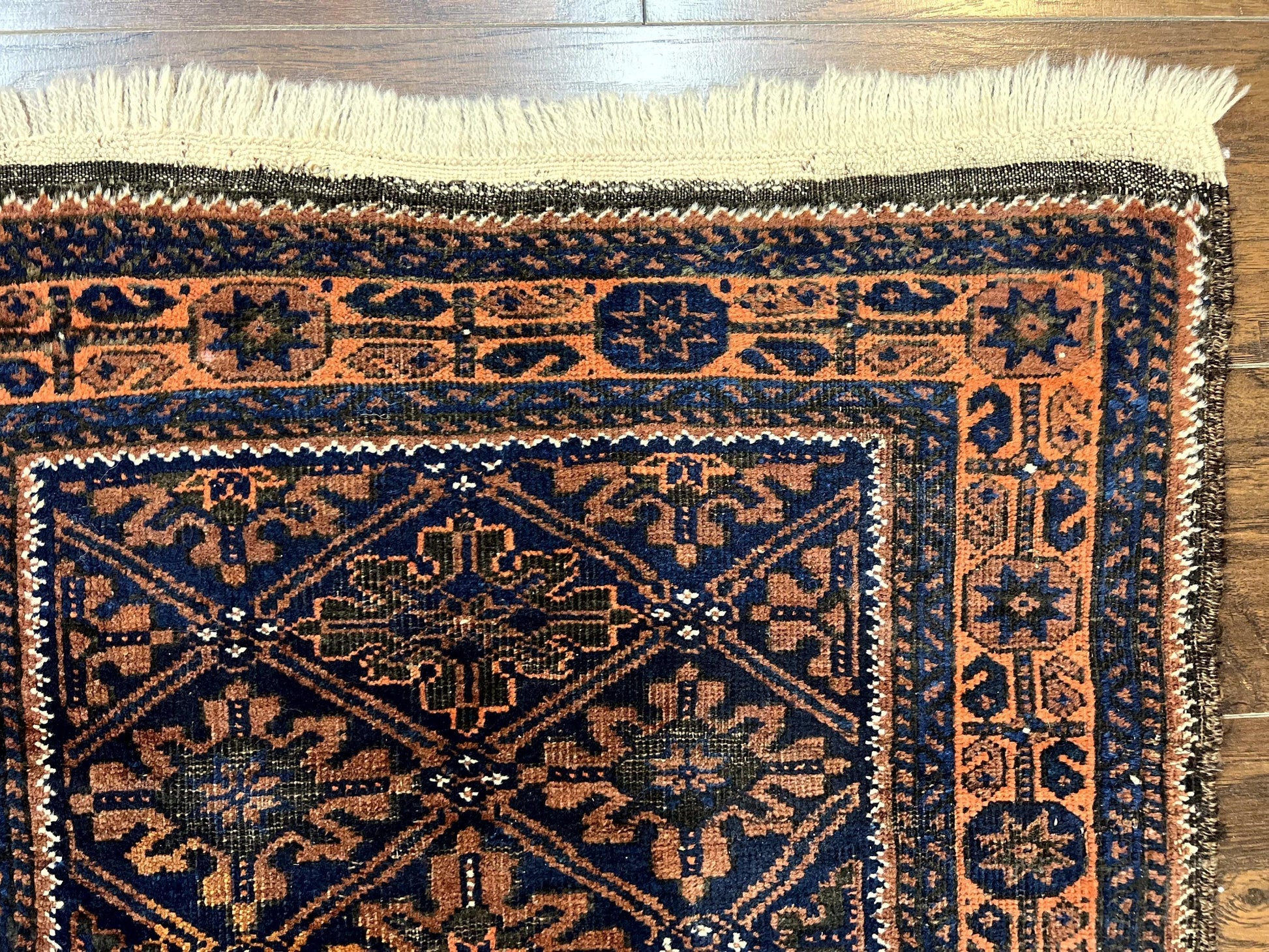 Small Antique Persian Rug 2.7 x 4.7, Handmade Wool Rug, Navy Blue, Balouch Rug, Tribal Rug - Nuvé