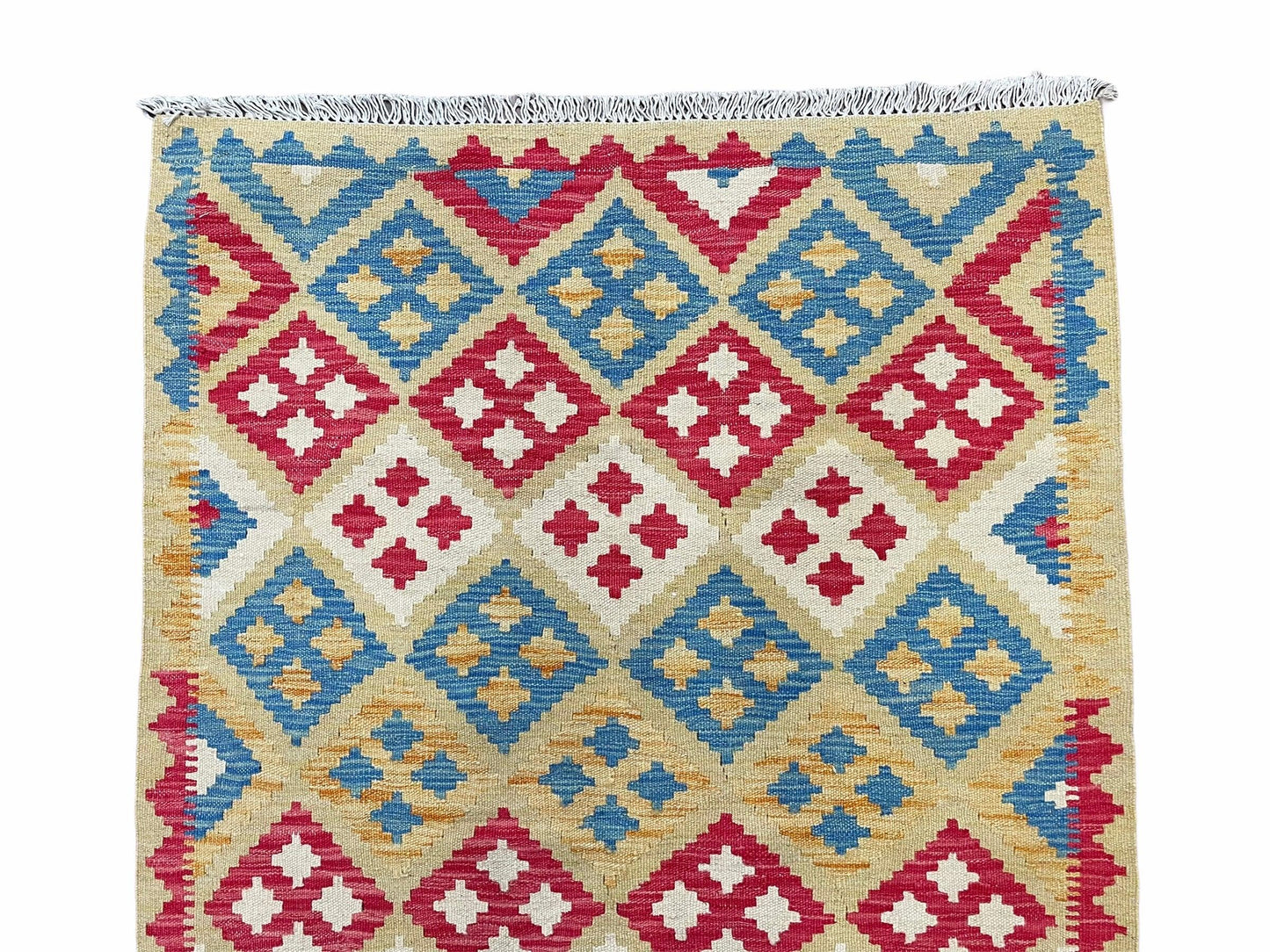 3x5 Kilim Rug Multicolor Tribal Kilim Rug 3 x 5 Tan Light Blue Red Beige New Turkish Anatolian Wool Kilim Flatweave Rug - Nuvé