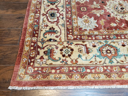 Safavieh Room Sized Rug 10x14, Wool Hand-Knotted Auburn Red & Light Gold Egyptian Mahal Oriental Carpet, 10 x 14 Large Living Room Rug - Nuvé