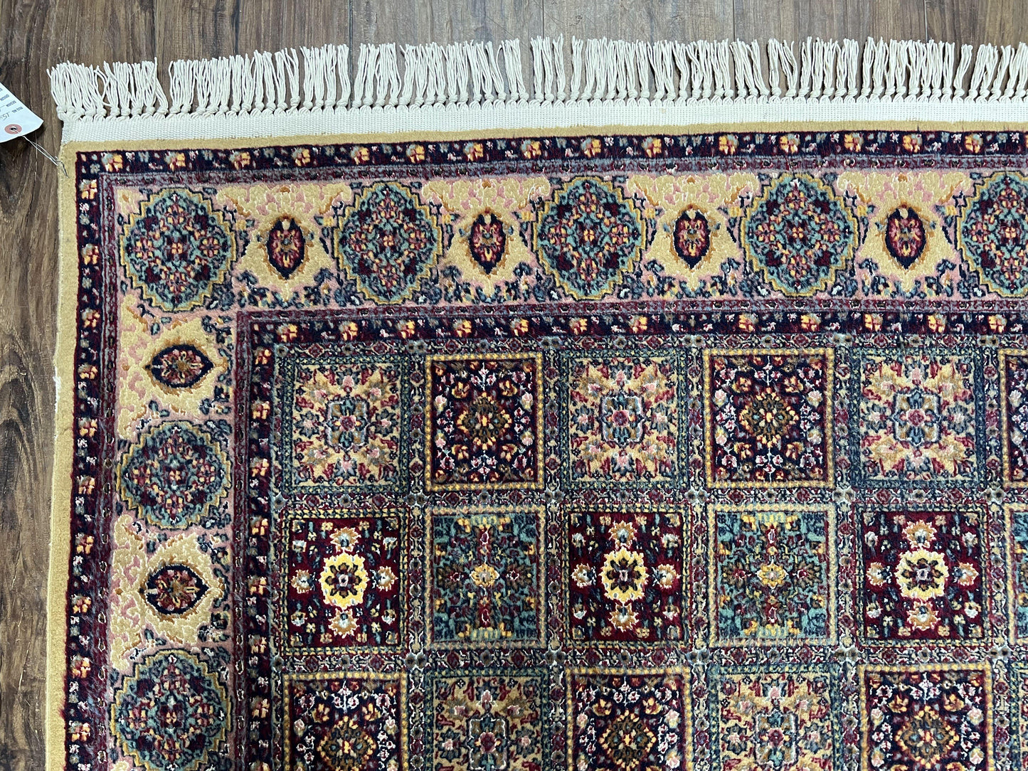 Indo Persian Silk Rug 4x6, Panel Design, Small Flowers, Hand Knotted, Fine Weave, Oriental Carpet 4 x 6, Vintage Area Rug, Beautiful Rug - Nuvé