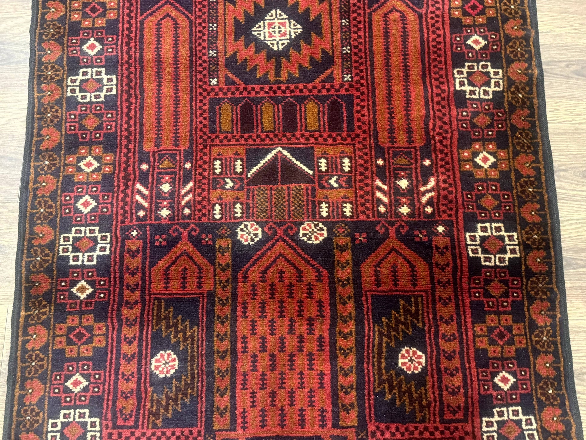 Afghan Rug 3x7, Balouch Carpet, Tribal Rug, Red, New - Nuvé
