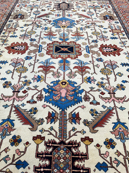 Hand-Knotted Vintage Afghani Serapi Wool Rug – 10'10" x 15'10" – Elegant Traditional Area Rug - Nuvé
