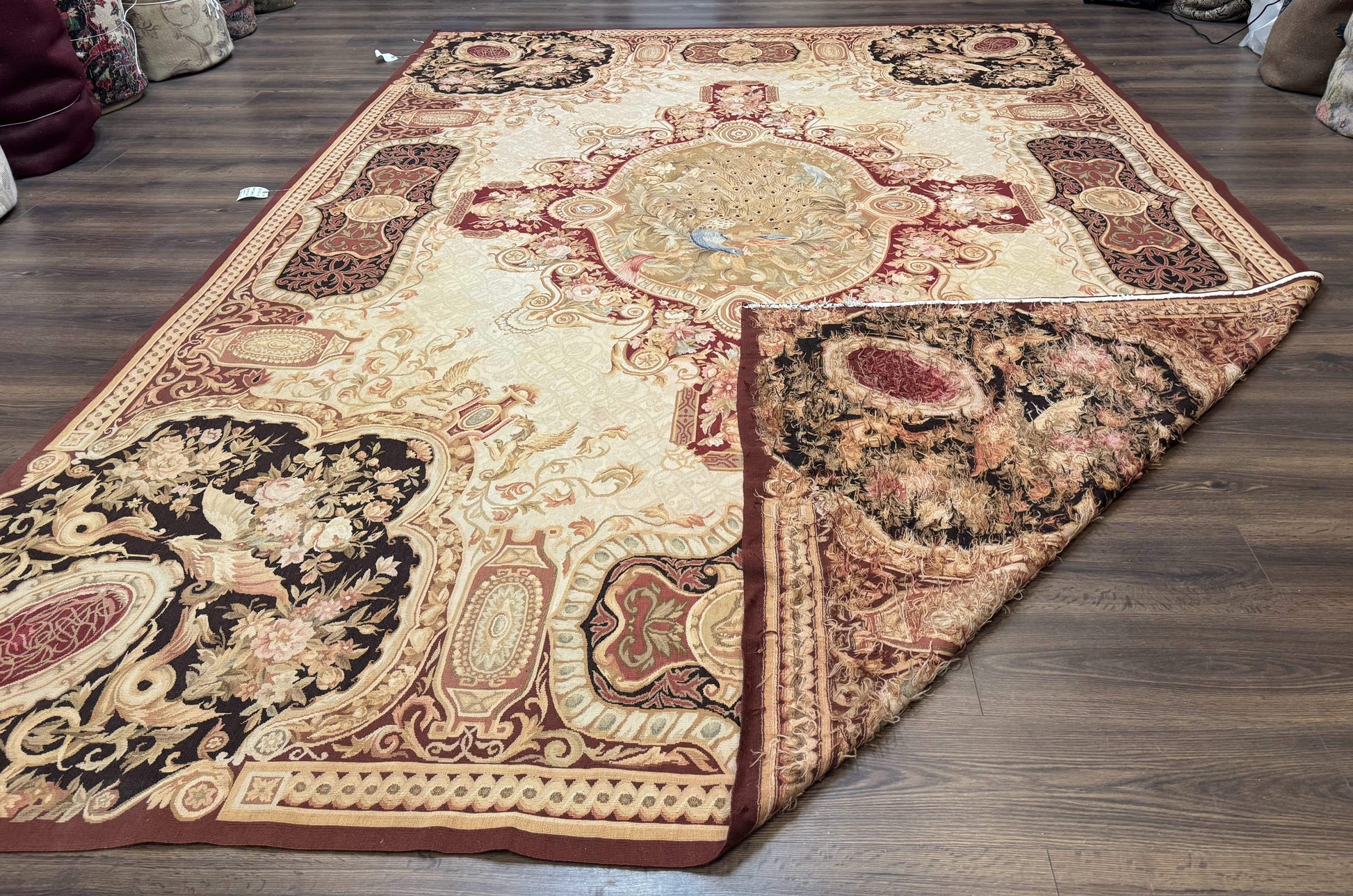 French Aubusson Rug 9x12 - European Design Flatweave Carpet - Nuvé