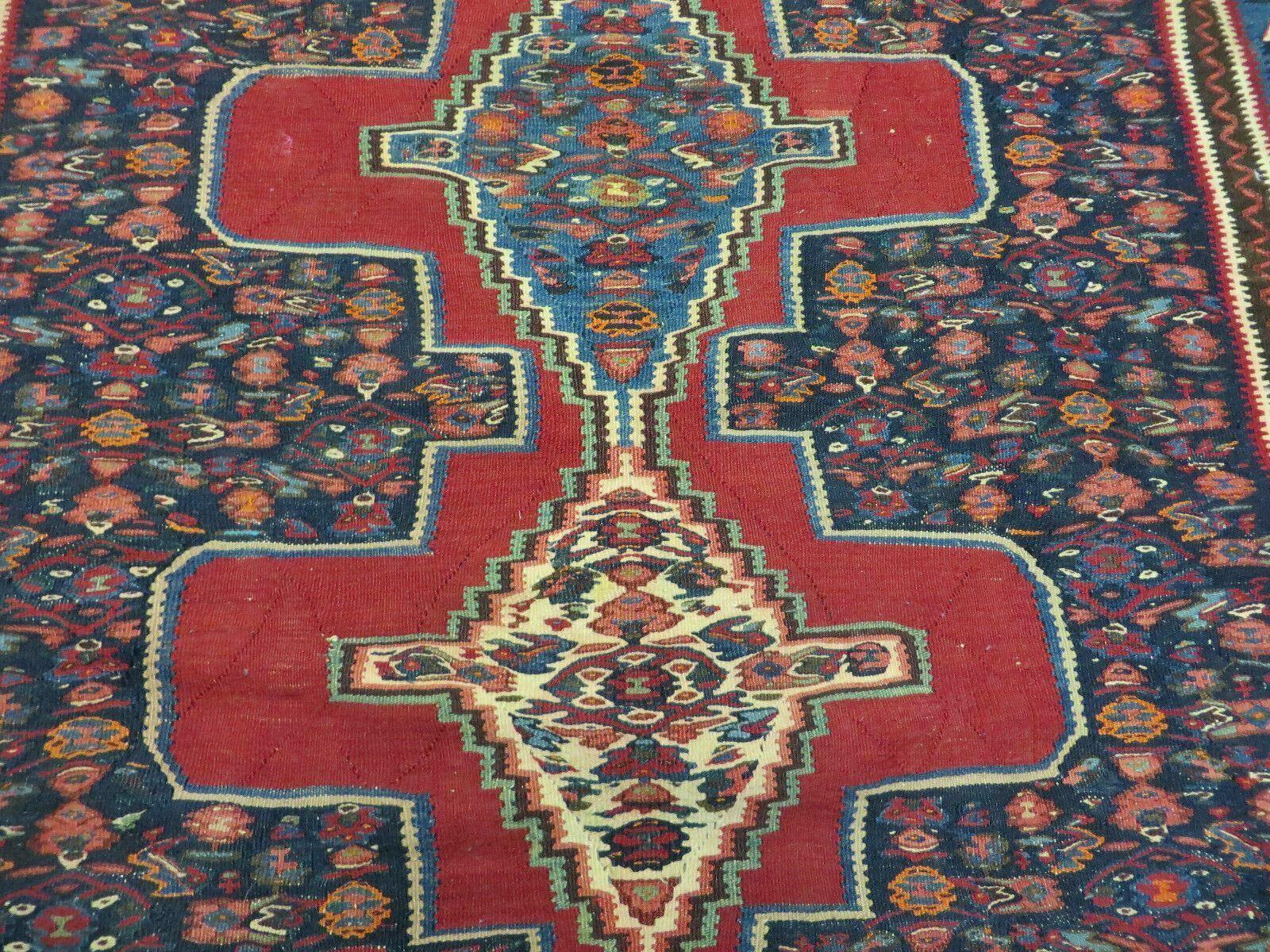4' X 5' Antique Handmade Turkish Wool Kilim Flat weave Rug Blanket Tribal - Nuvé