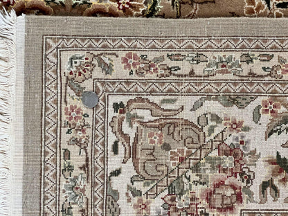 Sino Persian Rug 8x10, Soft Wool, Silk Highlights, Hand Knotted Vintage Carpet, Taupe & Ivory, Floral, Traditional Rug 8 x 10 - Nuvé