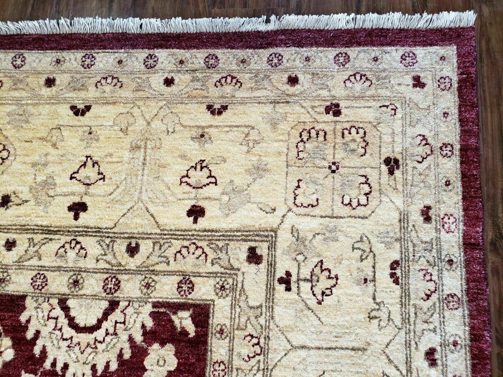 Pakistani Peshawar Rug 10x14, Handmade Chobi Carpet, Maroon & Beige - Nuvé