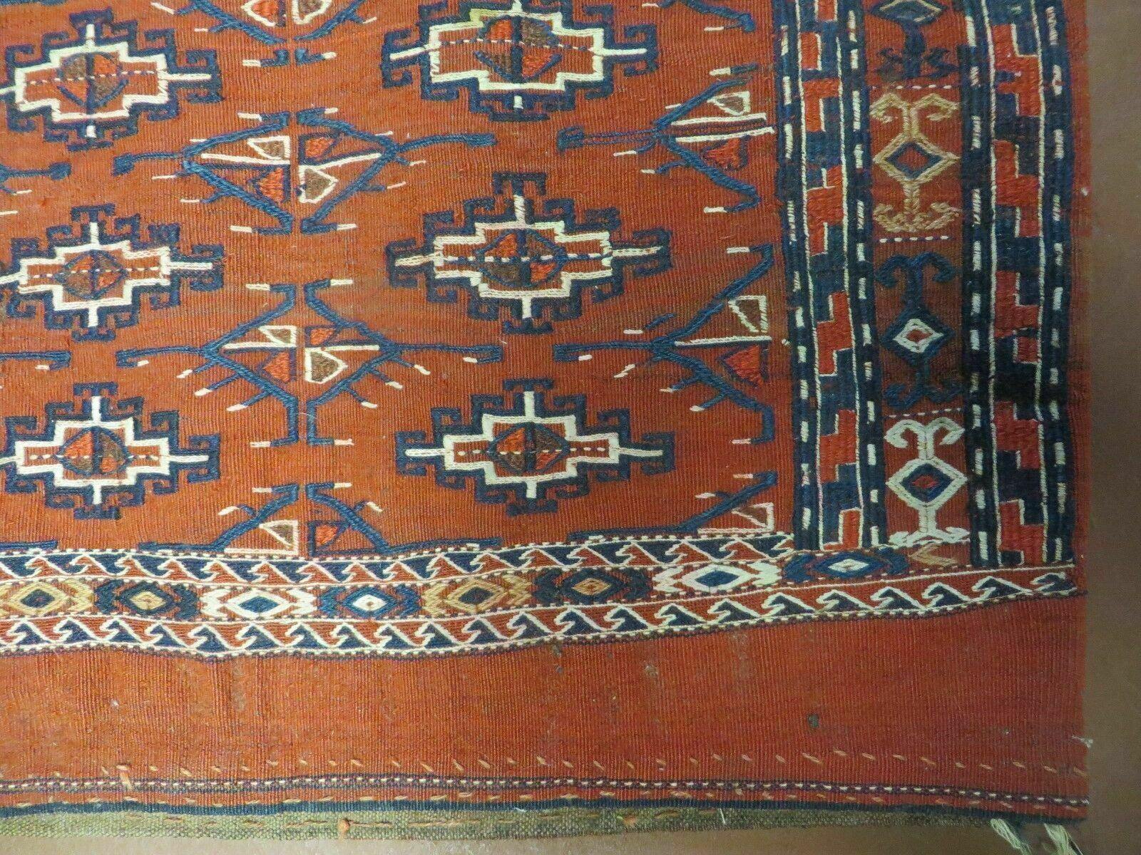 2'8" X 4' Antique Handmade Tribal Wool Rug Pillow Case Yamud Flat Weave Diamond - Nuvé